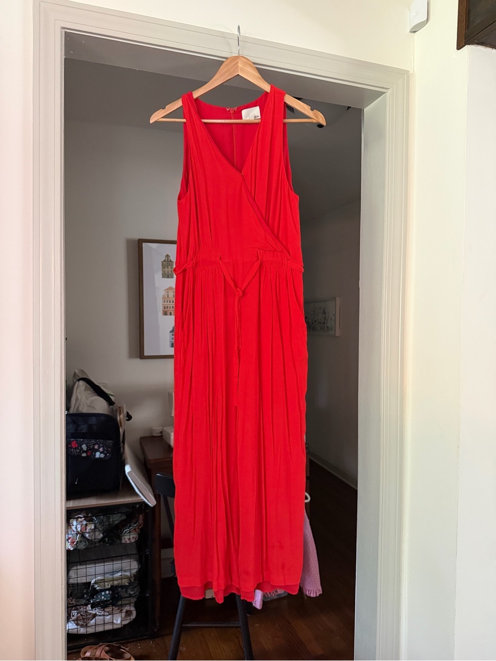 Greylin Red Sleeveless Maxi Wrap Dress